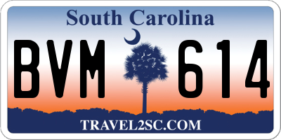 SC license plate BVM614
