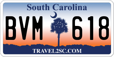 SC license plate BVM618