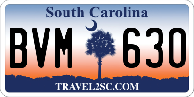 SC license plate BVM630