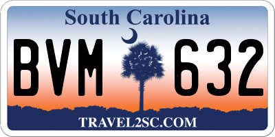 SC license plate BVM632