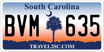 SC license plate BVM635