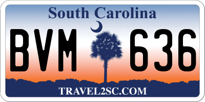 SC license plate BVM636