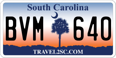 SC license plate BVM640