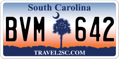 SC license plate BVM642