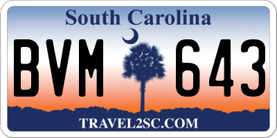 SC license plate BVM643