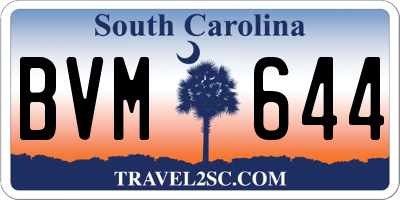 SC license plate BVM644