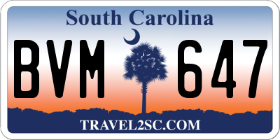 SC license plate BVM647