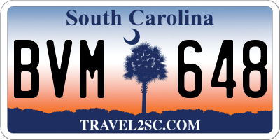 SC license plate BVM648