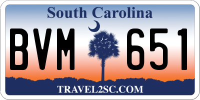 SC license plate BVM651