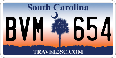 SC license plate BVM654