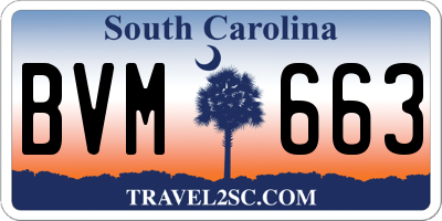 SC license plate BVM663
