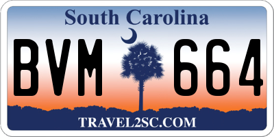 SC license plate BVM664