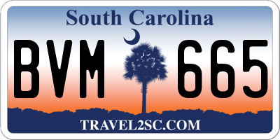 SC license plate BVM665