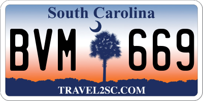 SC license plate BVM669