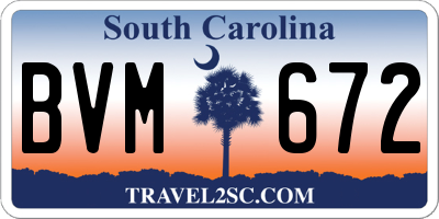 SC license plate BVM672