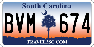 SC license plate BVM674
