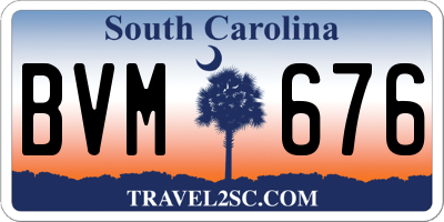 SC license plate BVM676