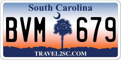 SC license plate BVM679