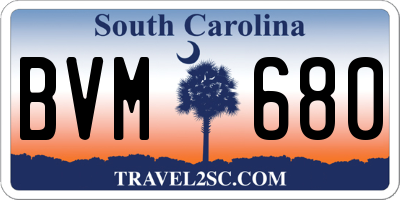 SC license plate BVM680
