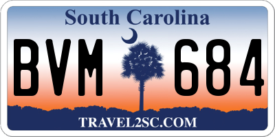 SC license plate BVM684