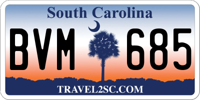 SC license plate BVM685