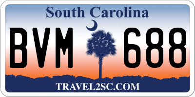 SC license plate BVM688