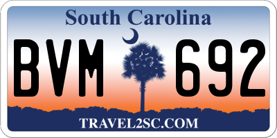 SC license plate BVM692