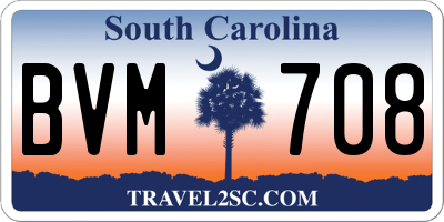 SC license plate BVM708