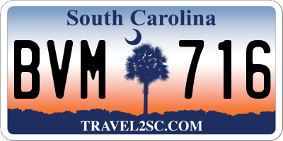 SC license plate BVM716