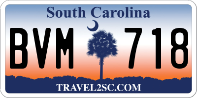 SC license plate BVM718