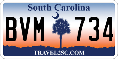 SC license plate BVM734