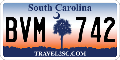 SC license plate BVM742