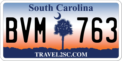 SC license plate BVM763