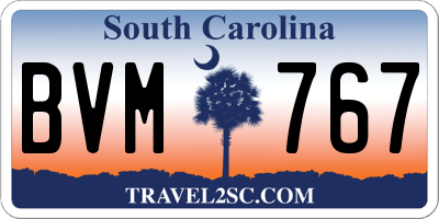 SC license plate BVM767