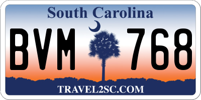 SC license plate BVM768