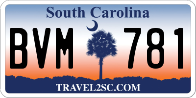 SC license plate BVM781