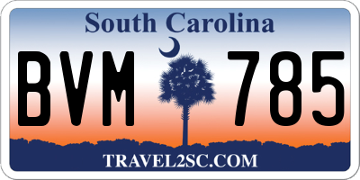 SC license plate BVM785