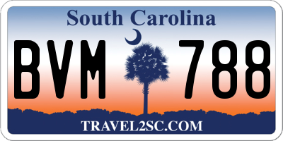 SC license plate BVM788