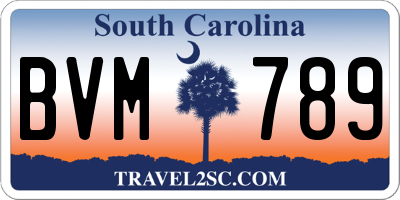 SC license plate BVM789