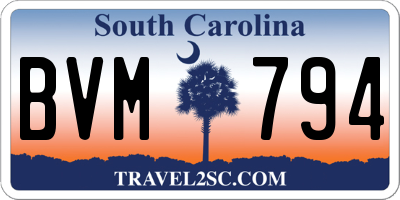 SC license plate BVM794