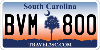SC license plate BVM800