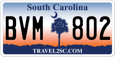 SC license plate BVM802