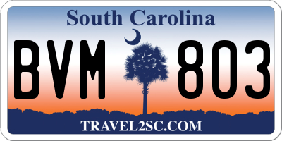 SC license plate BVM803