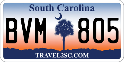 SC license plate BVM805