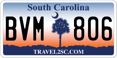 SC license plate BVM806