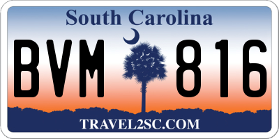 SC license plate BVM816