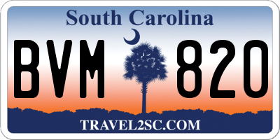 SC license plate BVM820
