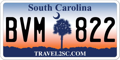 SC license plate BVM822