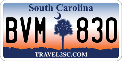 SC license plate BVM830