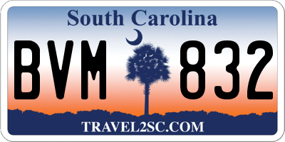 SC license plate BVM832